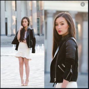 MNG Genuine Suede et Leather Biker Jacket